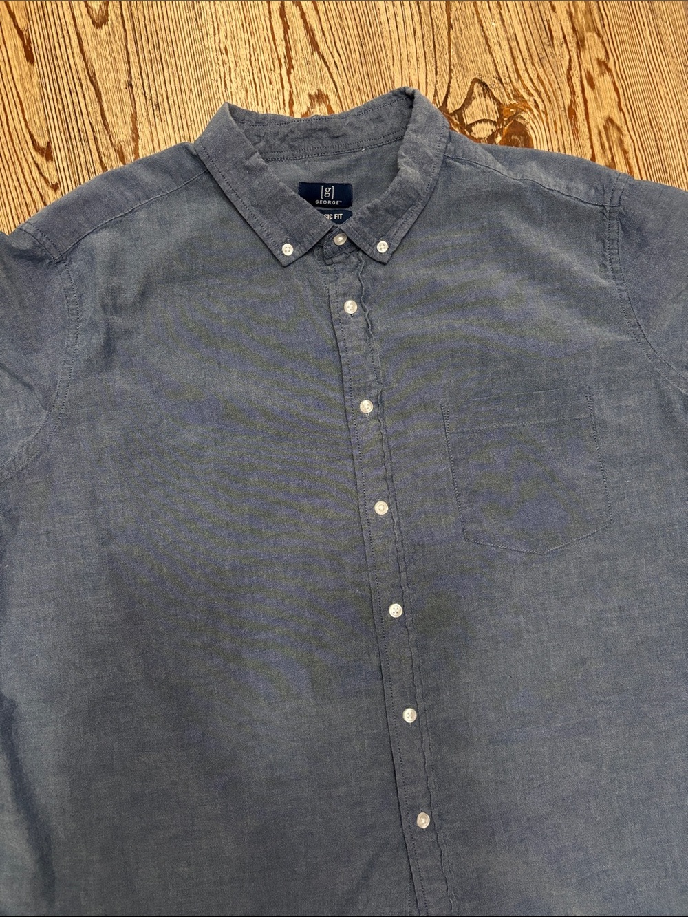 George Men's Button-Down Linen-Blend Shirt - Blue